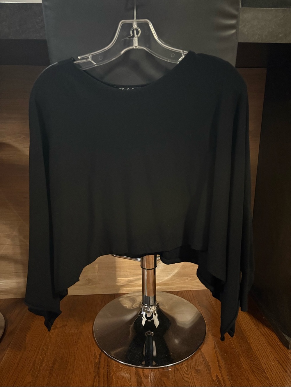 CHARLIE B Black Draped Cropped Tunic Top